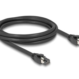 Мрежови кабел Delock, Cat.8.1 S/FTP, 2 m, Доo 40 Gbps, Черен