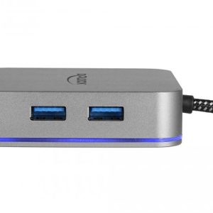 Докинг станция Delock, USB-A, USB-C, HDMI, Gigabit LAN, PD, Подсветка, Сива - Image 3