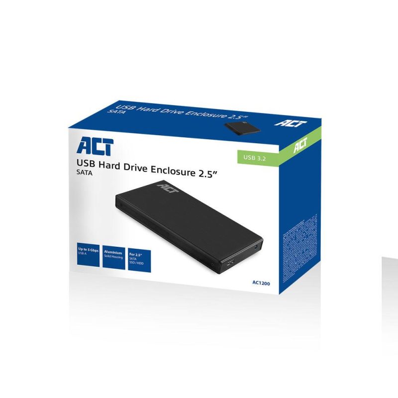 Чекмедже за твърд диск ACT AC1200, SATA, 2.5", USB-C 3.2 Gen1, Черен - Image 3