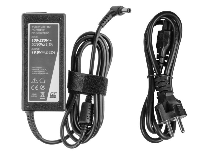 Захранване за лаптоп GREEN CELL, PRO Charger / AC Adapter 19V 3.42A 65W for Asus R510C R510L R556L X550C X550L Toshiba Satellite C650 L750 5.5mm-2.5mm - Image 3