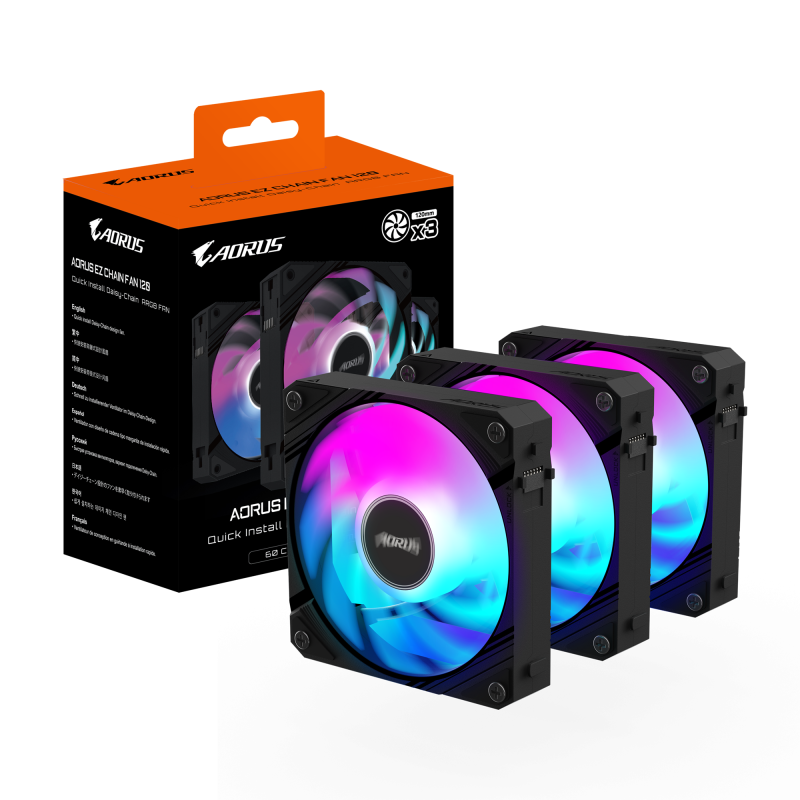 Комплект вентилатори GIGABYTE AORUS EZ CHAIN 120 Black 3-Pack ARGB - Image 7