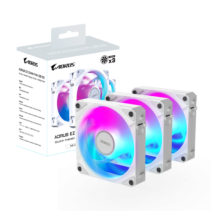 Комплект вентилатори GIGABYTE AORUS EZ CHAIN 120 ICE 3-Pack ARGB - Image 7