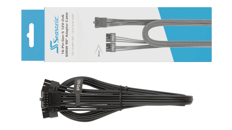 Кабел Seasonic 90° 12VHPWR 600W 16-Pin към 2x8 Pin за Seasonic захранвания - Image 5