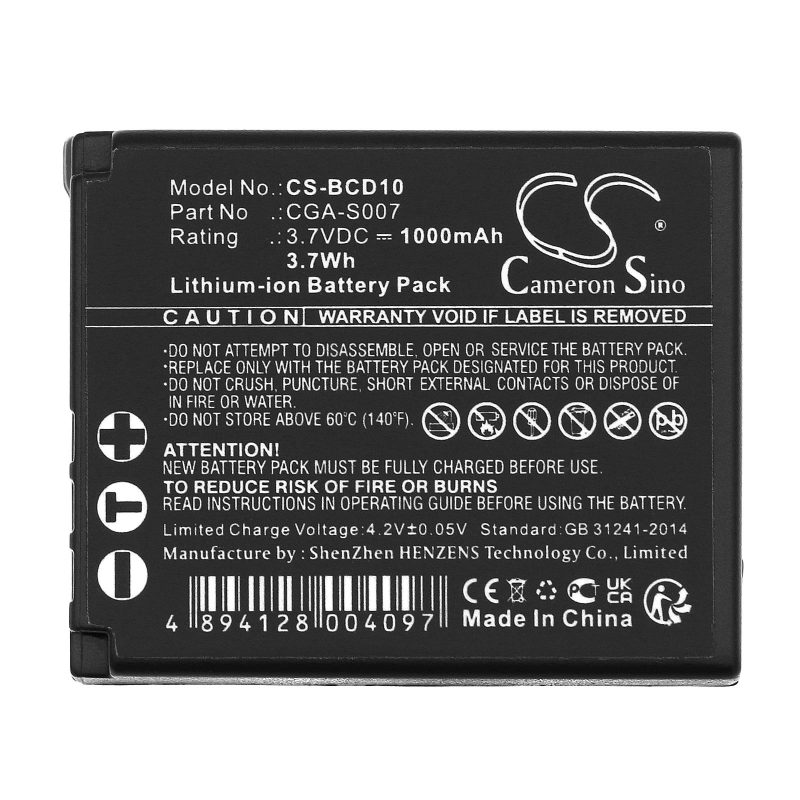Батерия за апарат Panasonic CGA S007 LiIon 3.7V 1000mAh  Cameron Sino - Image 3