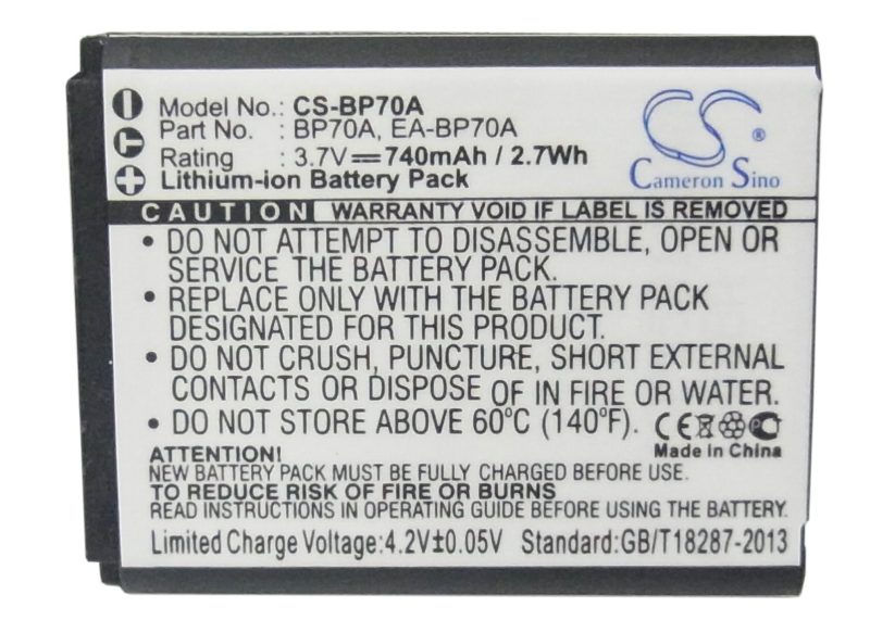 Батерия за фотоапарат Samsung BP70A, Li-Ion 3.7V, 740mAh, Cameron Sino - Image 3