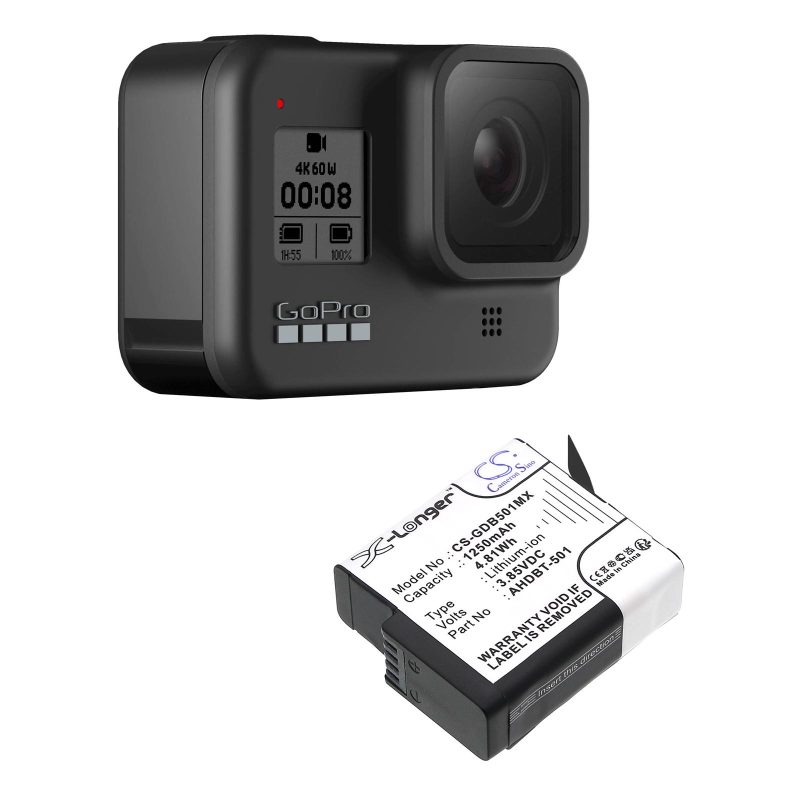 Батерия за камера GOPRO Hero 5; Hero 6; Hero 7; Hero 8   AHDBT-501  3,85V 1250mAh   LIIon Cameron Sino - Image 2