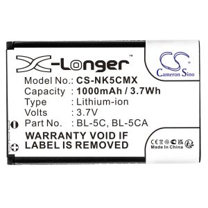 Батерия за мобилен телефон CAMERON SINO BL-5C, за Nokia 105 2700 3110 5130 6230 E50, 3.7V, 1000mAh - Image 3