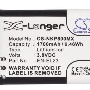 Батерия за апарат NIKON EN-E23  Coolpix P600; P900  LiIon 3,8V  1700mAh  Cameron Sino - Image 3