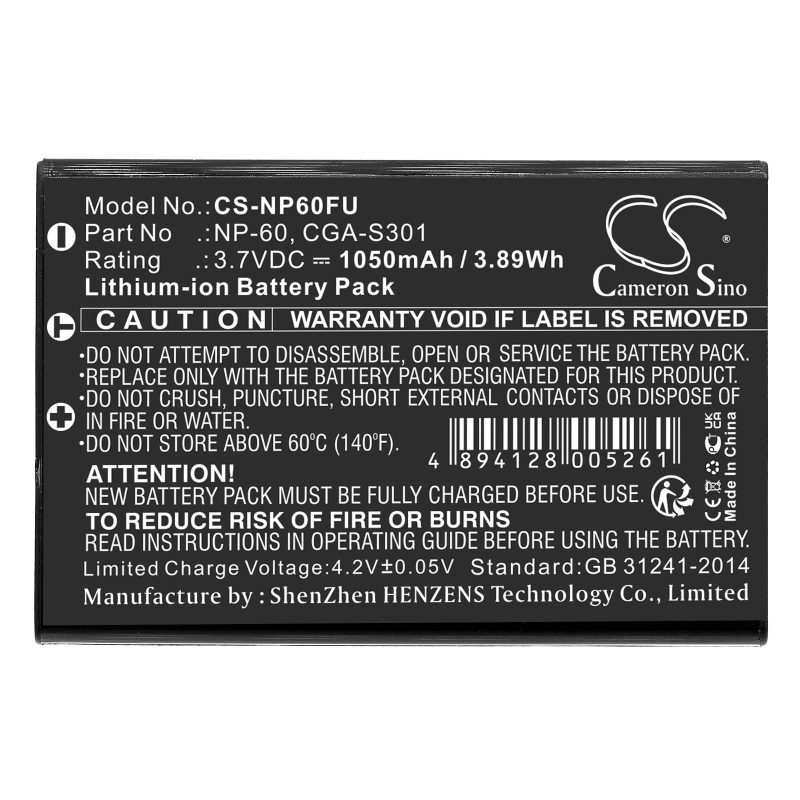 Батерия за фотоапарат FUJI NP60 LiIon 3.7V 1050mAh Cameron Sino