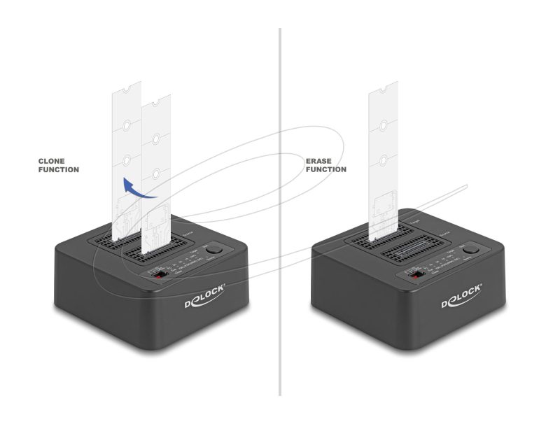 Delock M.2 Докинг станция за 2 x M.2 NVMe, клониране,изтриване, до 20 Gbps, USB-C, адаптер - Image 3