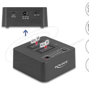Delock M.2 Докинг станция за 2 x M.2 NVMe, клониране,изтриване, до 20 Gbps, USB-C, адаптер - Image 5