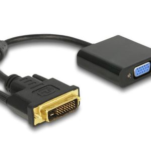 Адаптер DeLock, DVI-D 24+1 мъжко - VGA женско, Черен