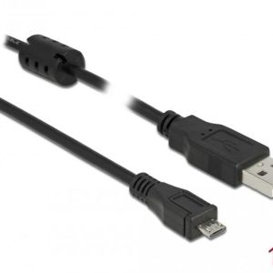 Кабел DeLock, USB-A мъжко - MicroUSB-B мъжко, USB 2.0, 1 м, Черен - Image 2