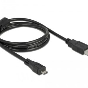 Кабел DeLock, USB-A мъжко - MicroUSB-B мъжко, USB 2.0, 1 м, Черен