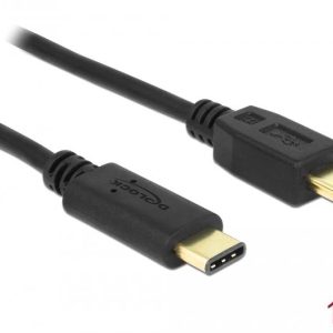 Кабел DeLock, USB-C мъжко - USB-B мъжко, USB 2.0, 1.0 м, Черен - Image 2