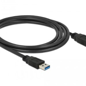 Кабел Delock USB-A мъжко - USB-B мъжко, 2.0 м, USB3.0, Екраниран, Черен