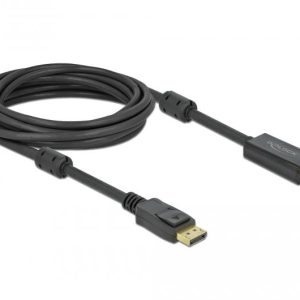 Кабел Delock DisplayPort мъжко - HDMI мъжко, 5 м., 4K 60Hz, Черен