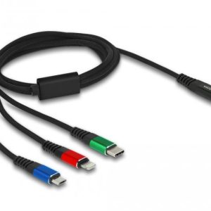 Кабел за зареждане Delock  3 в 1, USB-C - Lightning / Micro USB / USB Type-C, 1m