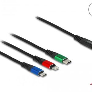 Кабел за зареждане Delock  3 в 1, USB-C - Lightning / Micro USB / USB Type-C, 1m - Image 2