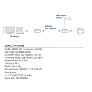 Активен USB удължител ACT AC6063, USB 2.0, UTP до 50 метра - Image 6