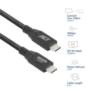 ACT Кабел USB-C - USB-C, 0.5 м / USB4, 20Gbps, 240W - Image 2