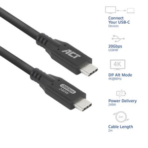ACT Кабел USB-C - USB-C, 2 м / USB4, 20Gbps, 240W - Image 2