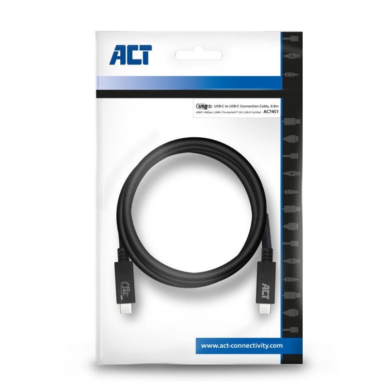ACT Кабел USB-C - USB-C, 0.8 м / USB4, 40Gbps, 240W, сертифициран USB-IF - Image 10