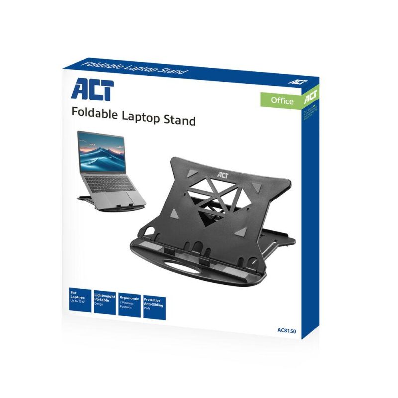 Сгъваема лека поставка за лаптоп ACT AC8150, 7 позиции, Черен - Image 14