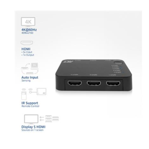 HDMI суич ACT AC7841, 5/1, 3D, 4K@60Hz, Черен - Image 2