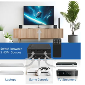 HDMI суич ACT AC7841, 5/1, 3D, 4K@60Hz, Черен - Image 5