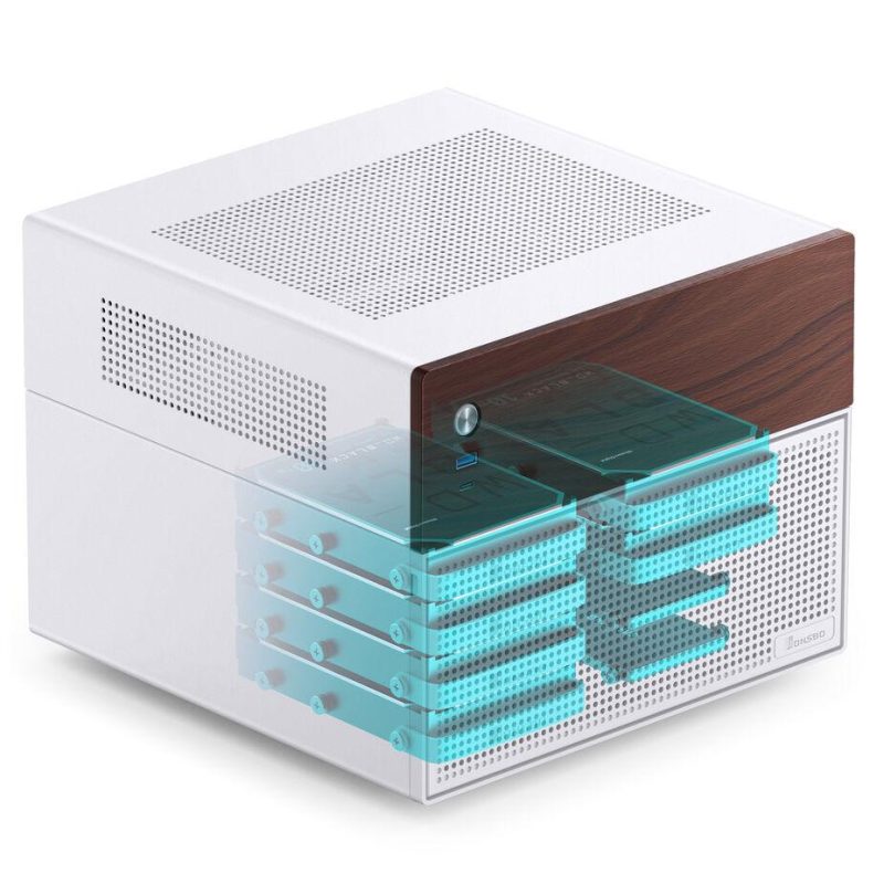 Кутия Jonsbo N4 NAS, m-ATX, Бяла - Image 3