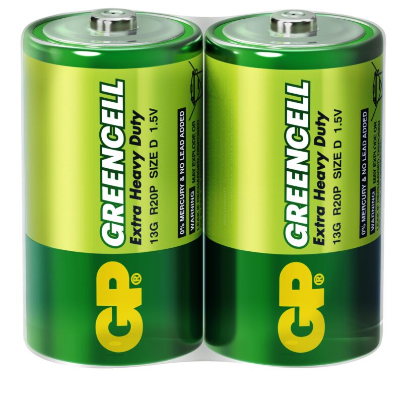 Цинк карбонова батерия GP Greencell 13G-S2, R20, 2 бр. в опаковка / shrink, 1.5V