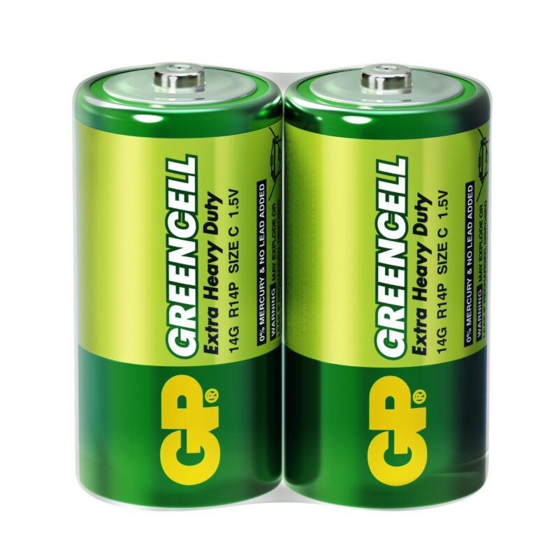 Цинк карбонова батерия GP 14G-S2 Greencell, R14, 2 бр. в опаковка / Shrink, 1.5V