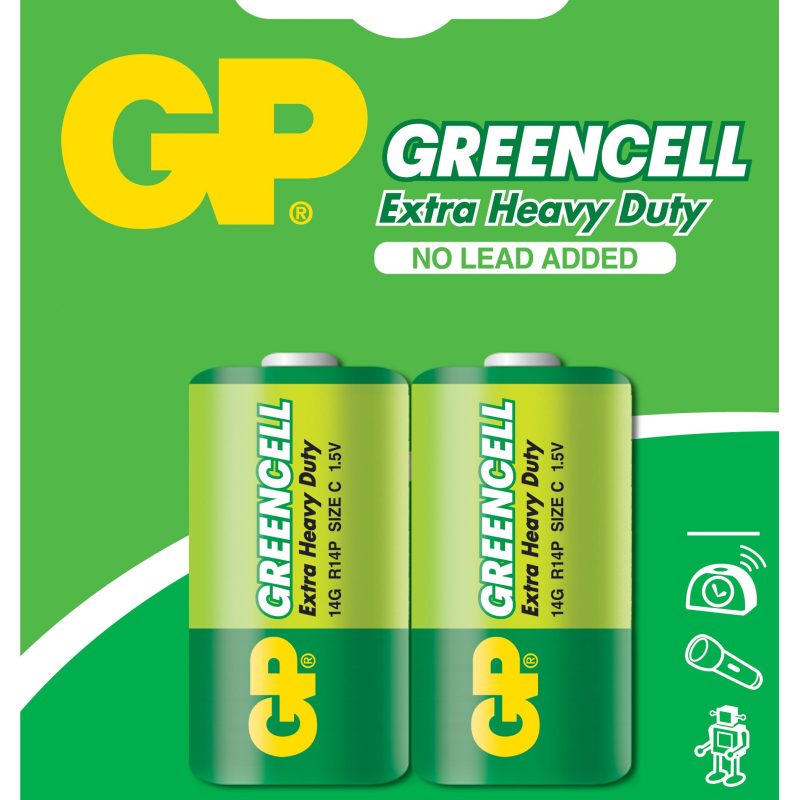 Цинк карбонова батерия GP R14 14G-U2 Greencell, 2 бр. в опаковка, BLISTER, 1.5V