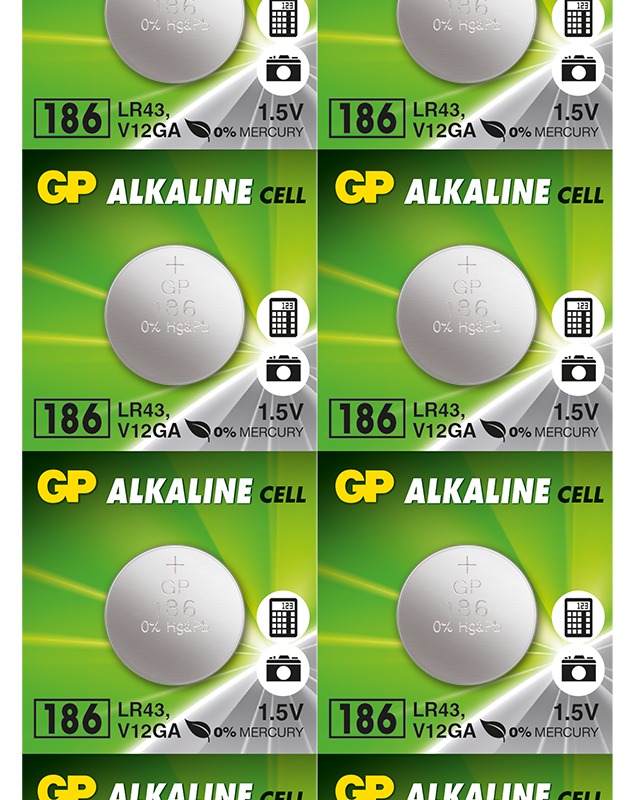Бутонна алкална батерия GP186 AG12 LR-43/ 10 бр./pack цена за 1 бр./ 1.55V GP