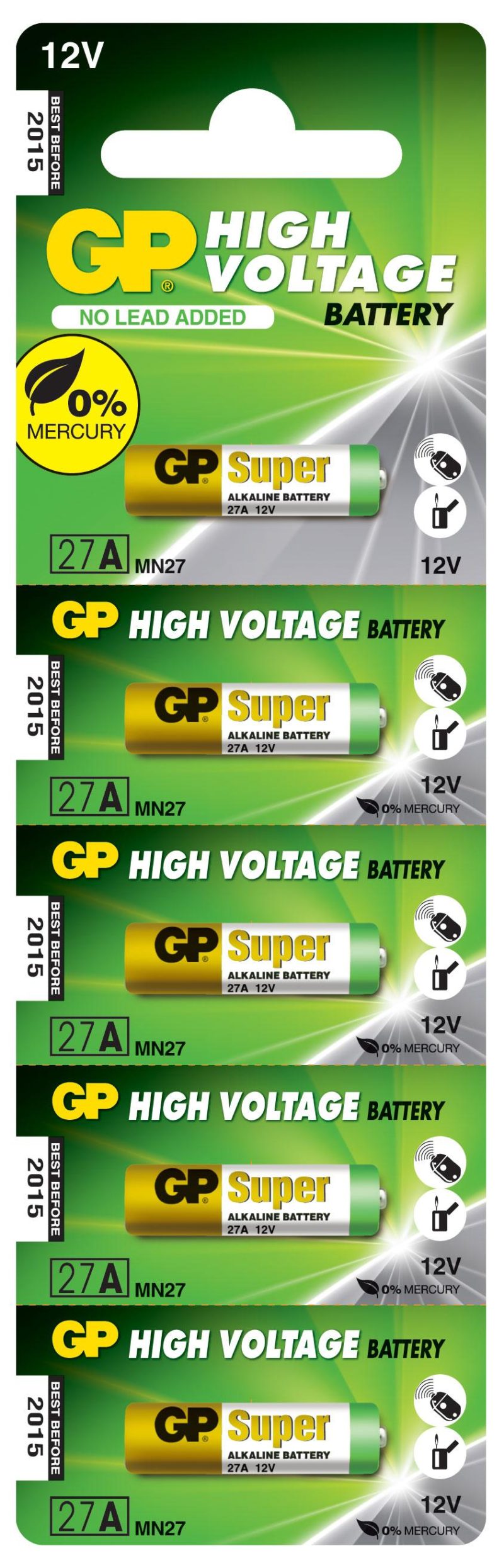 Алкална батерия GP 12 V /5бр./pack цена за 1 бр./ за аларми А27 - Image 2