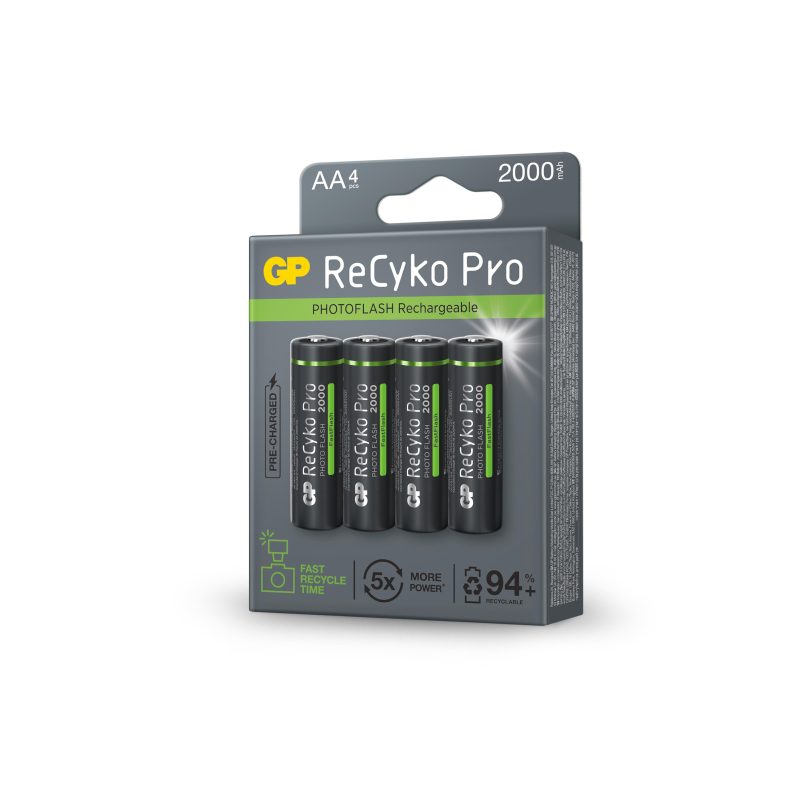 Акумулаторна Батерия GP R6 AA 2000mAh RECYKO + PRO Fast Flash GP-BR-210AAHCF-APCEB4 NiMH /до 500 цикъла/  4 бр. в опаковка GP - Image 2