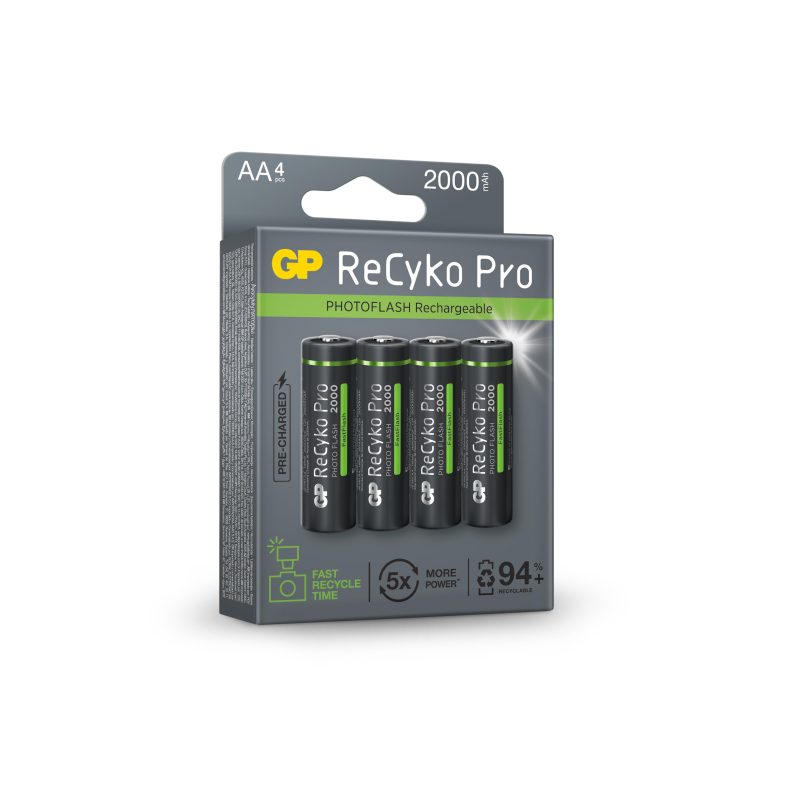 Акумулаторна Батерия GP R6 AA 2000mAh RECYKO + PRO Fast Flash GP-BR-210AAHCF-APCEB4 NiMH /до 500 цикъла/  4 бр. в опаковка GP - Image 3