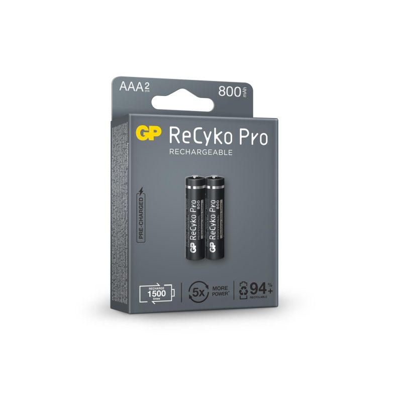 Акумулаторна Батерия GP R03 AAA 800mAh, NiMH, 85AAAHCB-EB2 RECYKO+ PRO, До 1500 цикъла, 2 бр. в опаковка - Image 3