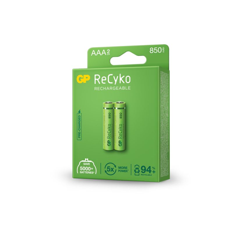 Акумулаторна Батерия GP R03 AAA 850mAh NiMH 85AAAHCE-EB2 RECYKO, 2 бр. в опаковка - Image 2