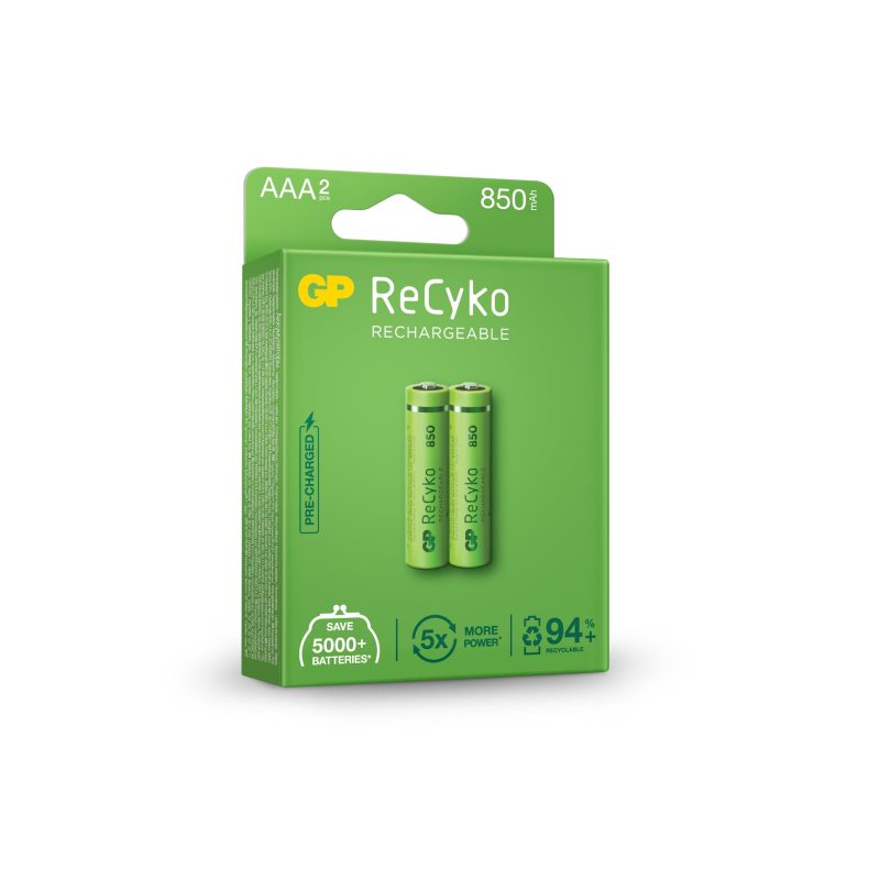 Акумулаторна Батерия GP R03 AAA 850mAh NiMH 85AAAHCE-EB2 RECYKO, 2 бр. в опаковка - Image 3