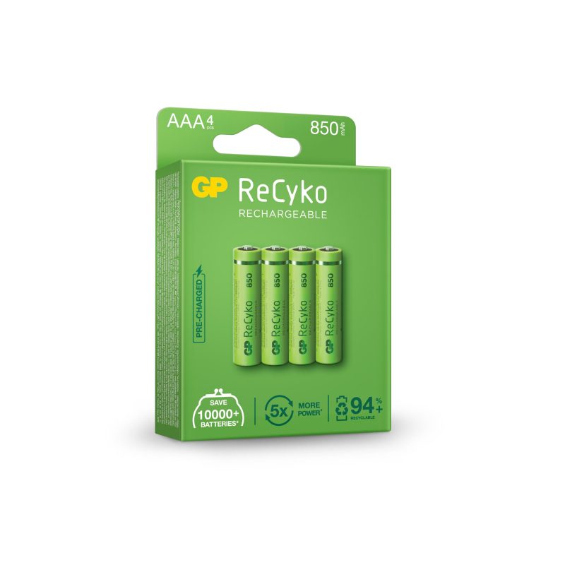 Акумулаторна Батерия GP R03 AAA 850mAh NiMH 85AAAHCE-EB4 RECYKO, 4 бр. в опаковка - Image 3