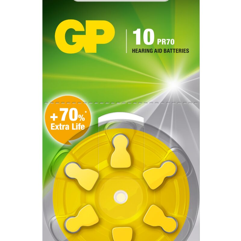 Батерия цинково въздушна GP ZA10 6 бр. бутонни за слухов апарат в блистер