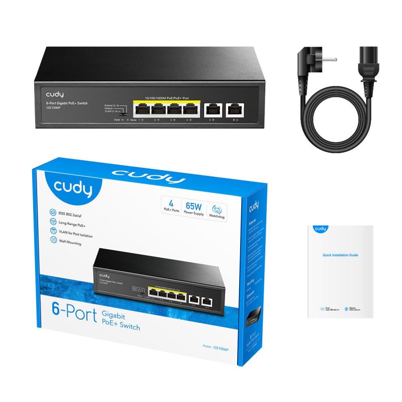 Суич Cudy GS1006P, 6 x портов 10/100/1000Mbps PoE, 65W - Image 3