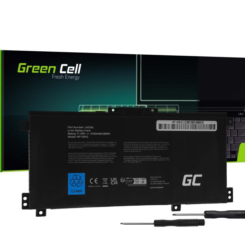 Батерия за лаптоп GREEN CELL, HP Envy x360 15-BP 15-BP000 15-BP100 15-CN 17-AE 17-BW  LK03XL  11,55V 3100mAh
