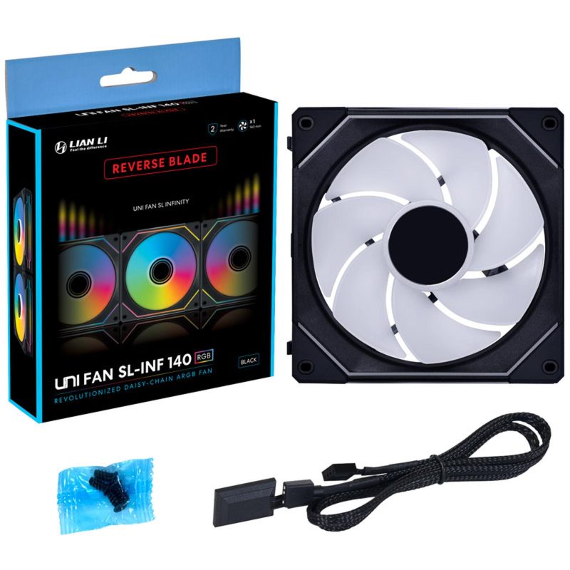 Вентилатор Lian-Li UNI SL-INF Reverse Blade, 140 ARGB PWM, Черен - Image 7