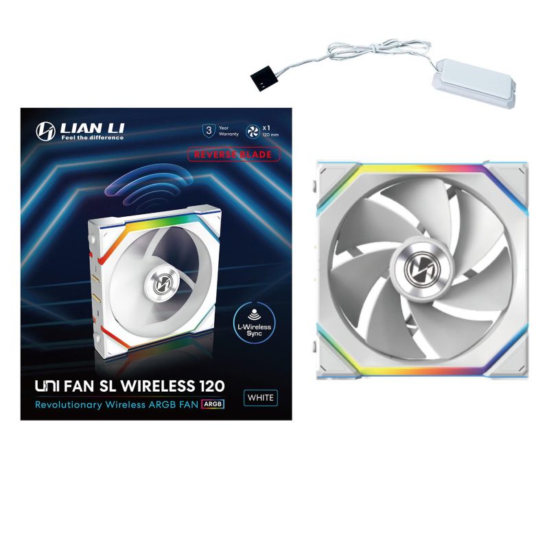 Вентилатор Lian Li UNI FAN SL Wireless ARGB PWM Reverse Blade - 120 mm Бял - Image 7