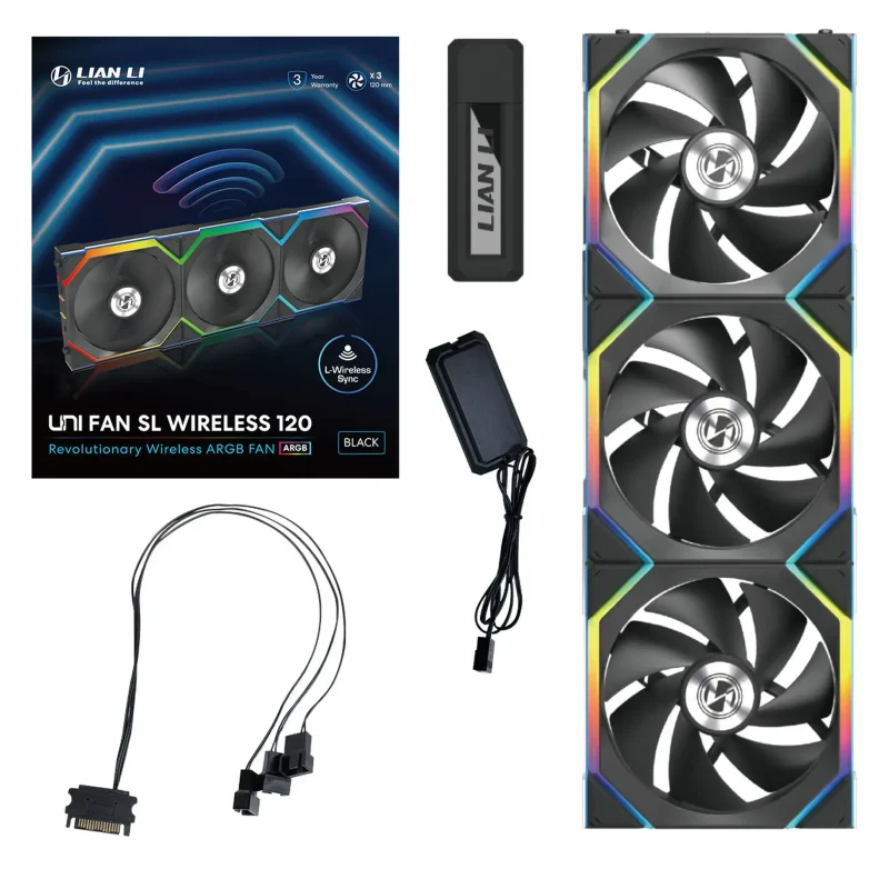 Вентилатори 3бр Lian Li UNI FAN SL Wireless ARGB PWM - 120 mm Черен + Контролер - Image 11
