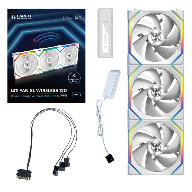 Вентилатори 3бр Lian Li UNI FAN SL Wireless ARGB PWM - 120 mm Бели + Контролер - Image 11