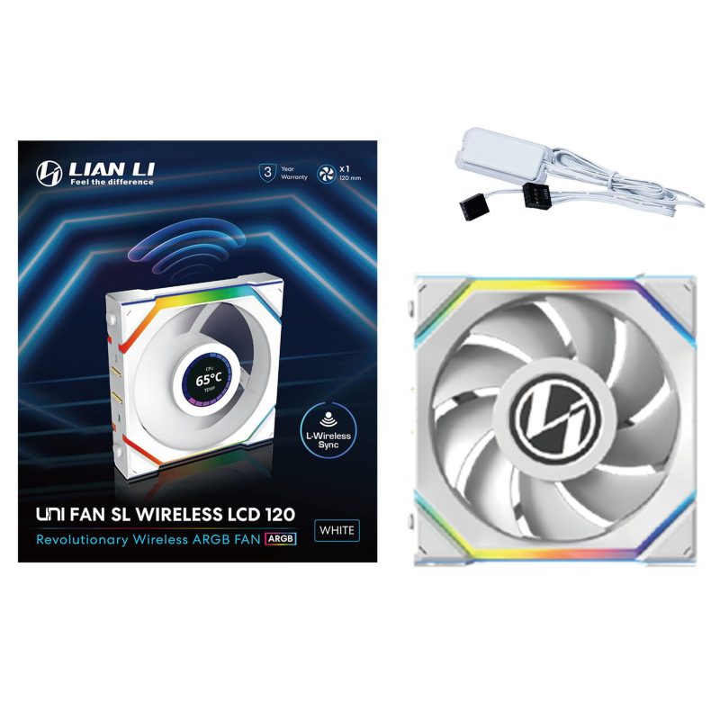 Вентилатор Lian Li UNI FAN SL Wireless LCD ARGB PWM - 120 mm Бял - Image 7
